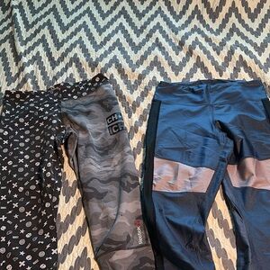 Reebok women’s  Leggings - Black and Blue Mix